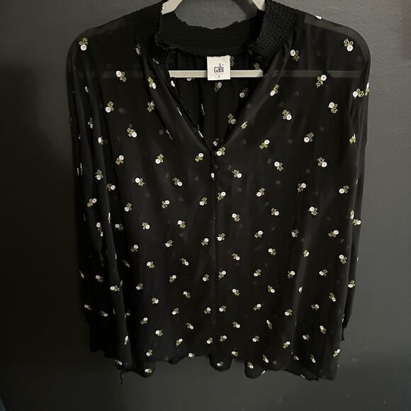 CAbi Sheer Black Floral Embroidered Blouse Top Style 5338 Women’s Size S… - Picture 7 of 13